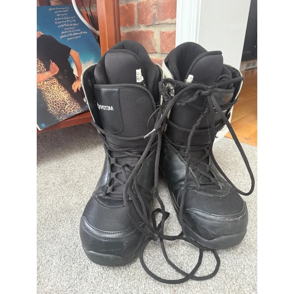 System Snowboard Boots Black White Men's‎ Size 13 Lace Traditional Lacing
